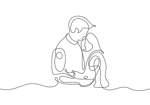 Couple one line drawing minimalist