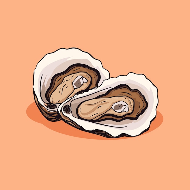 Vector a couple of oysters sitting on top of a table