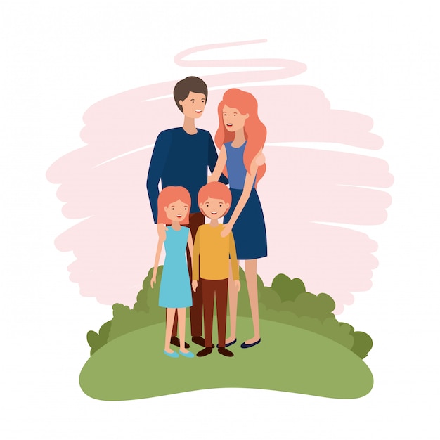 Couple of parents with children avatar character