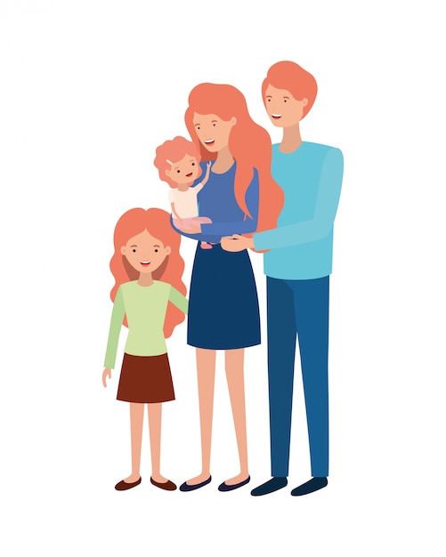 Couple of parents with children avatar character