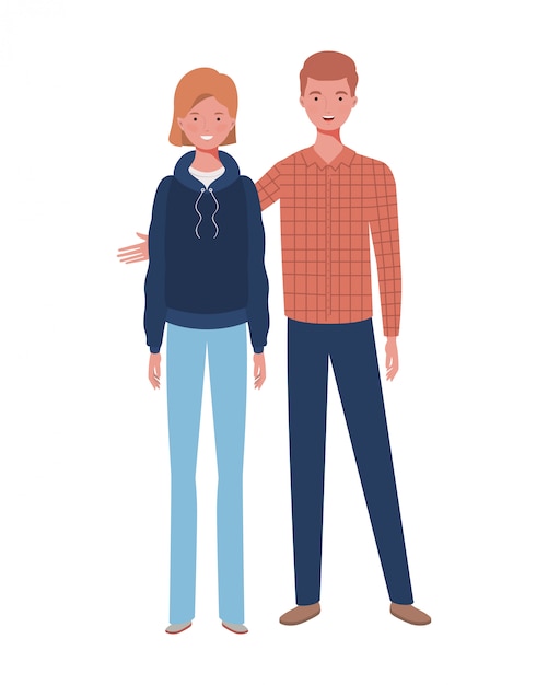 Vector couple of people standing