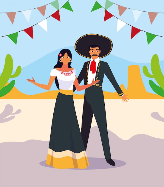 Couple of people with mariachi costumes