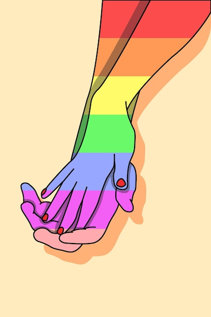 Couple on the rainbow flag cartoon illustration