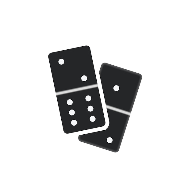 Couple of realistic black dominoes pieces isolated on white