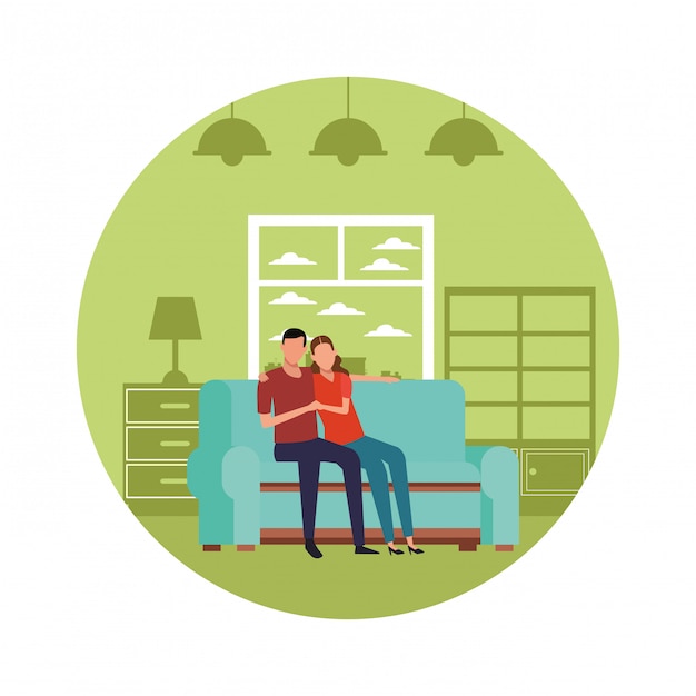 Vector couple relationship sofa