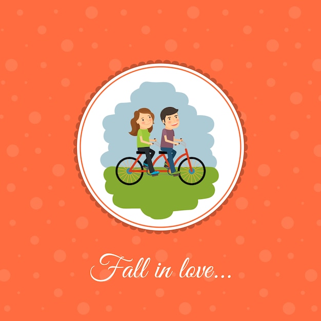 Couple rides a bicycle