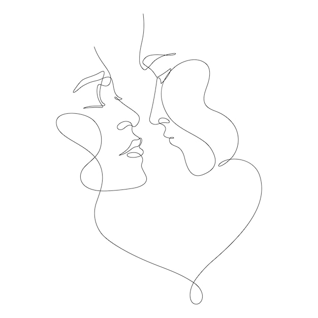 Vector couple in romance scene continuous one line drawing