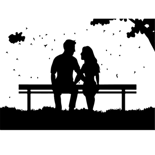 Vettore disegno di silhouette romantica per coppia