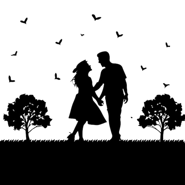 Vector couple romantic silhouette