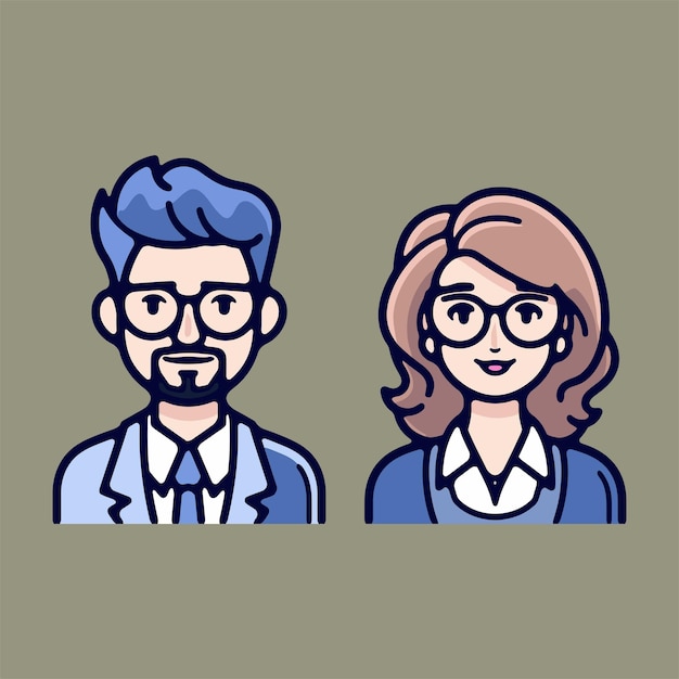 Couple school teacher icon vector