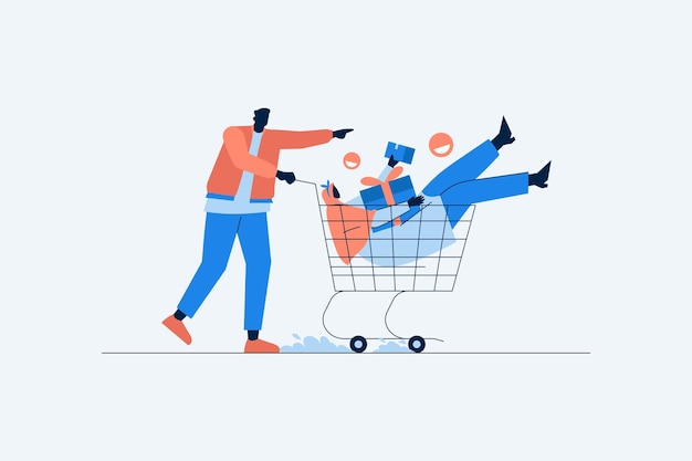 couple shopping vector illustrations in flat style