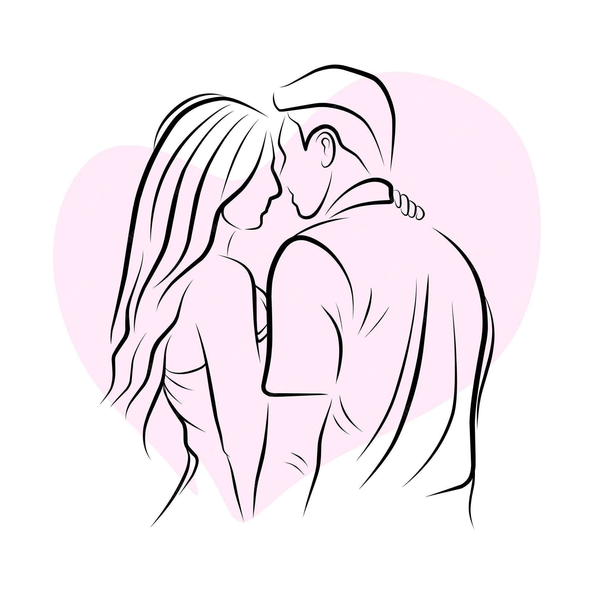 Line art of kissing couple vector image on VectorStock in 2023