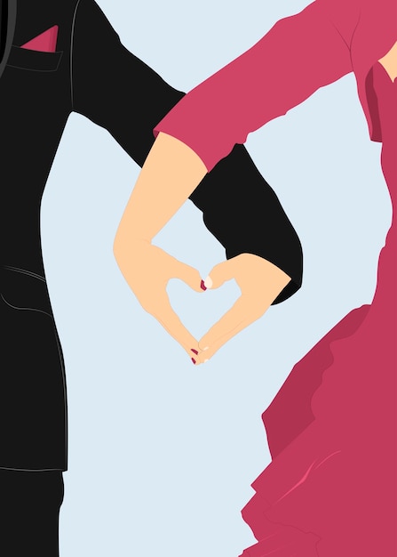 Vector couple showing love gesture