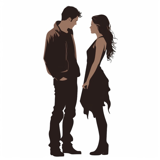 Vector couple silhouettes cartoon vector