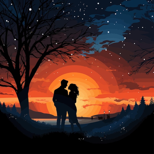 Vector couple sillouette