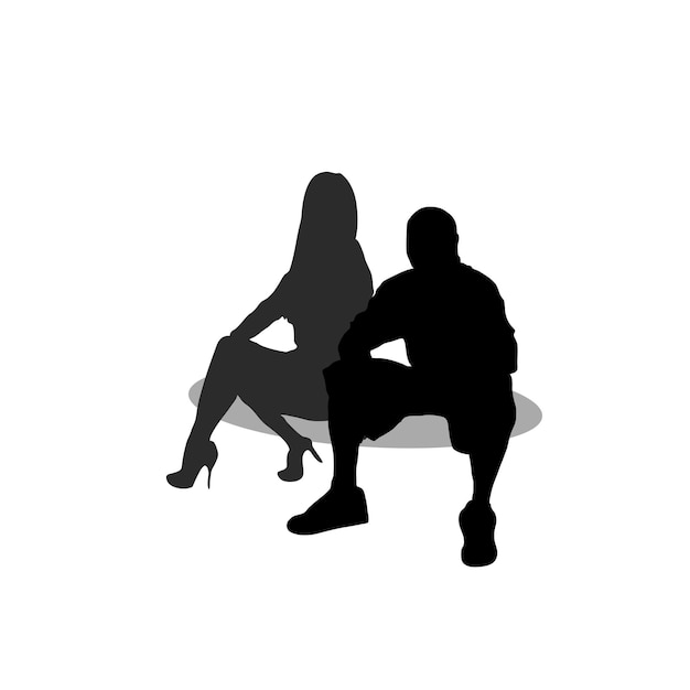 Vector couple sitting silhouette