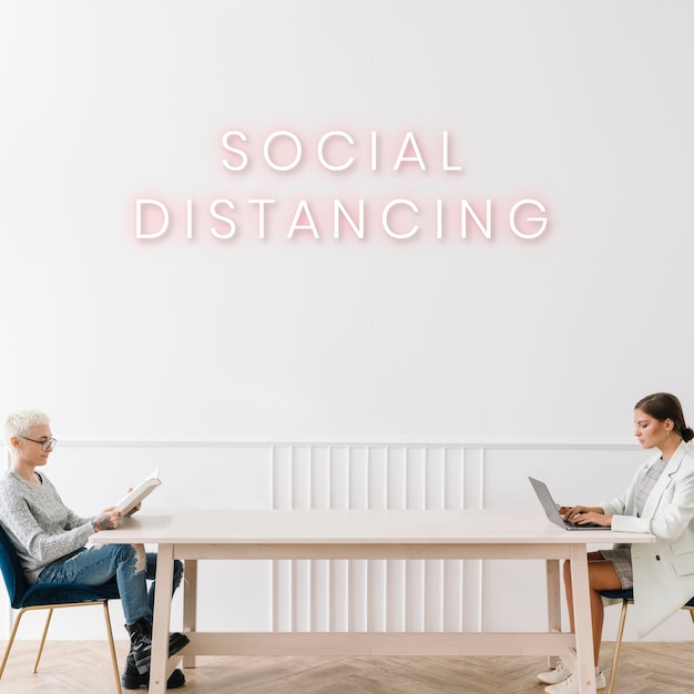 Vector couple sitting with a social distancing in a house vector