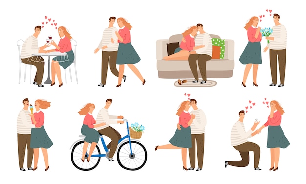 Situazioni di coppia. i giovani, la donna e l'uomo innamorato baciano il litigio e il divano divano