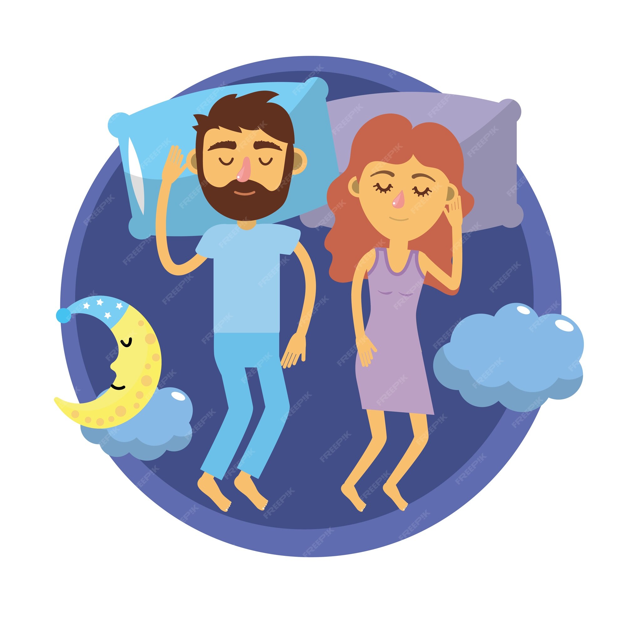 Premium Vector | Couple sleeping together with good dreams Premium Vector | Couple sleeping together with good dreams