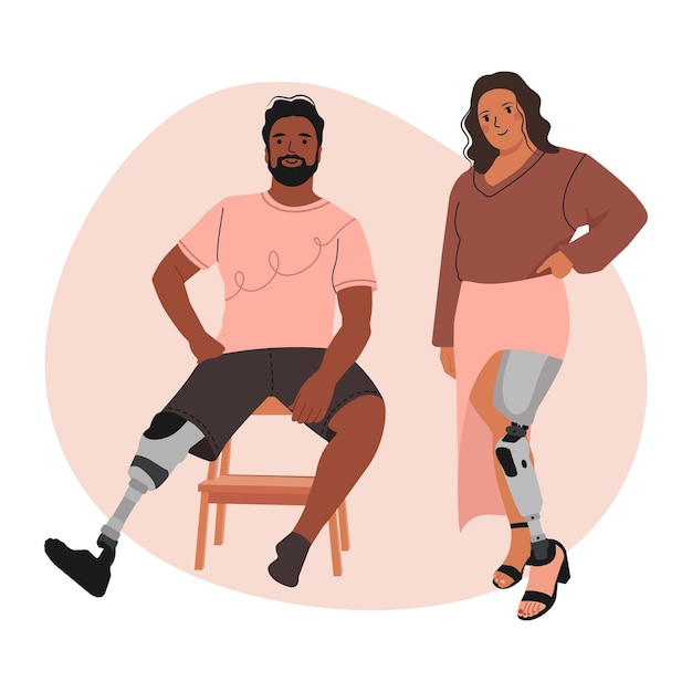 Couple of special People. People Prosthesis, amputation, inclusion.