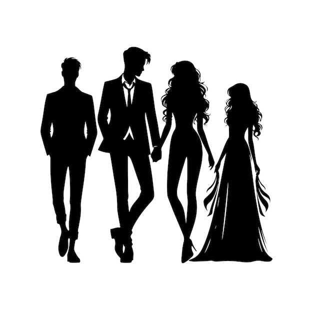 Vector couple standing vector vector silhouettes of man and a woman