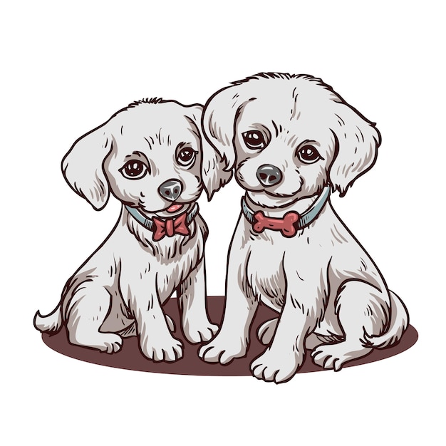 Vector couple sweaty cute dog puppy vector illustration