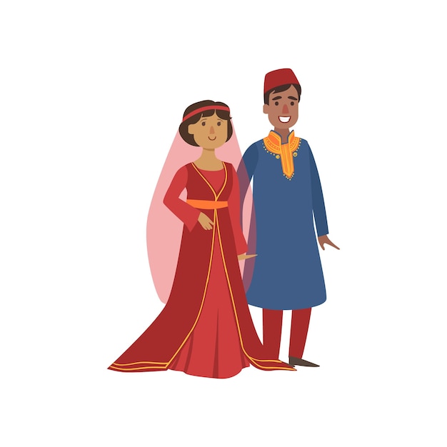 Vector couple in turkish national clothes