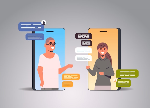 Vettore coppia utilizzando il concetto di comunicazione bolla chat chat social network app