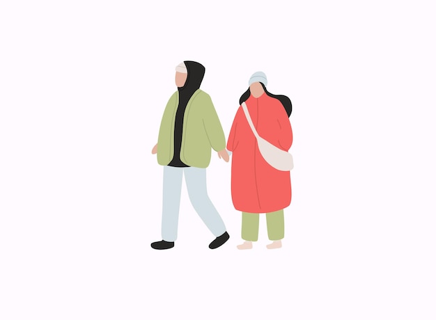 Couple in warm clothes flat vector illustrations winter season outdoor date