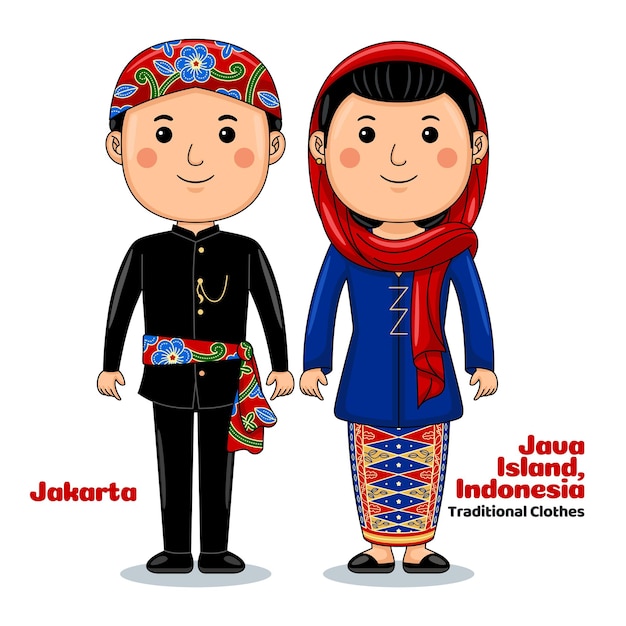 Couple wear Jakarta Indonesian Traditional Clothes