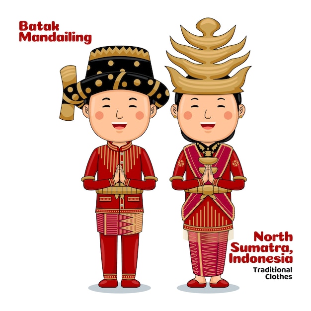 Couple wear Traditional Cloth greetings welcome to North Sumatra