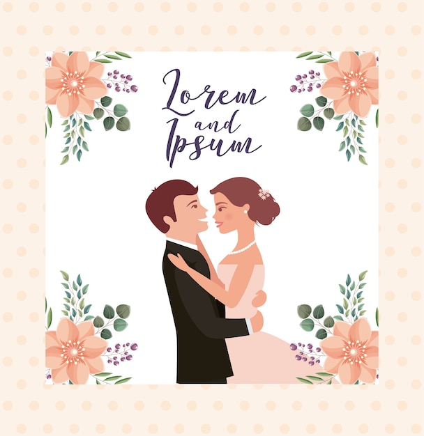 Vector couple wedding card