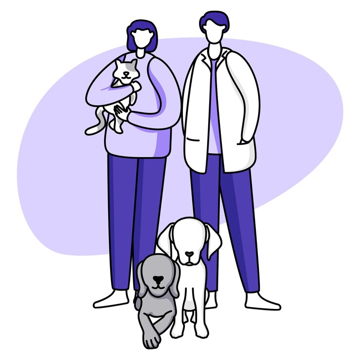 Couple with animals illustration