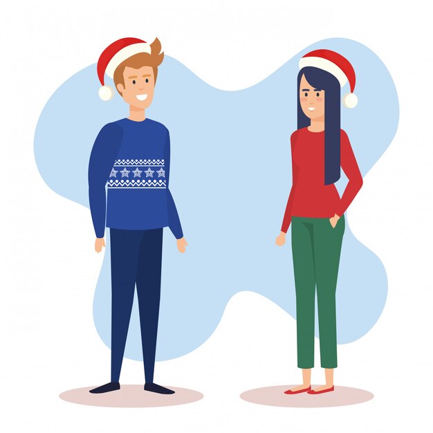 12月の服を着たカップル