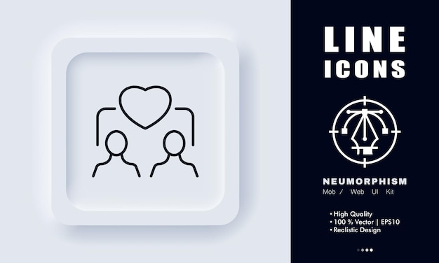 Couple with heart line icon love partner people society
feelings express emotions support understand relationships concept
neomorphism style vector line icon for business and
advertising