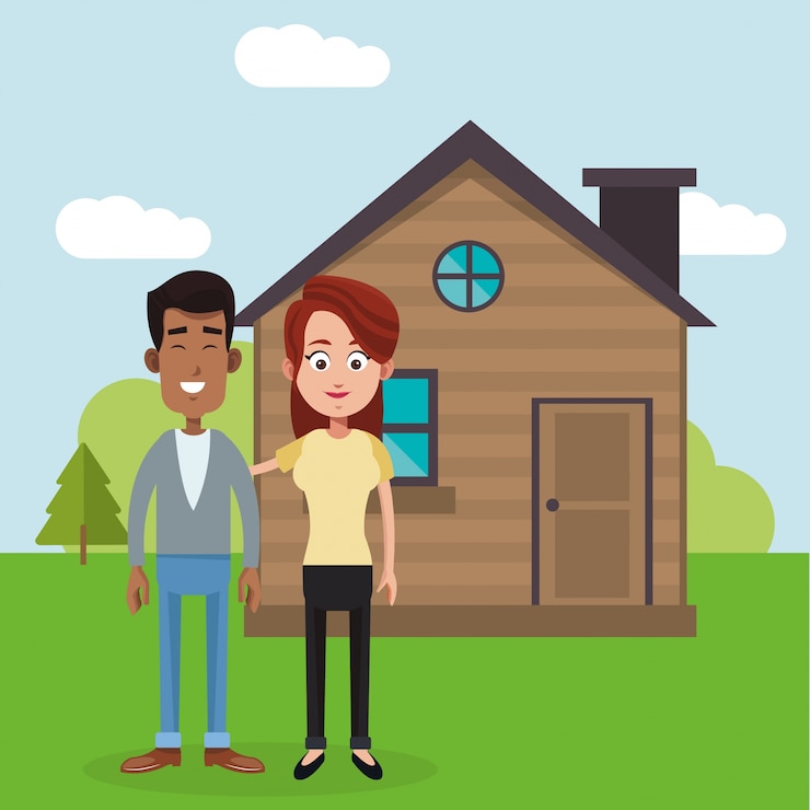 वेक्टर couple with house home image