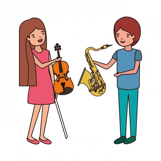 Couple with musical instruments avatar character