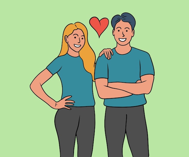 Couple with the same clothes illustration