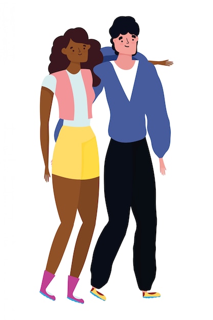 Vector couple of woman and man cartoon design