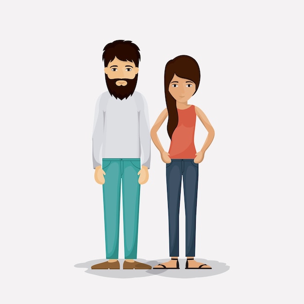 Couple of woman and man cartoon icon. Relationship family romance and love theme. Colorful design. V