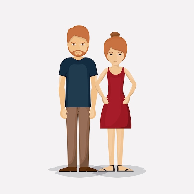 Couple of woman and man cartoon icon. Relationship family romance and love theme. Colorful design. V