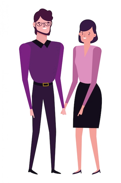 Vector couple of woman and man cartoon