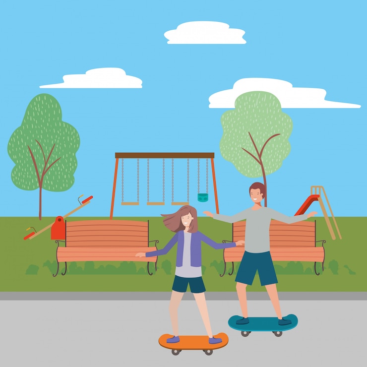 Vector couple of woman and man 