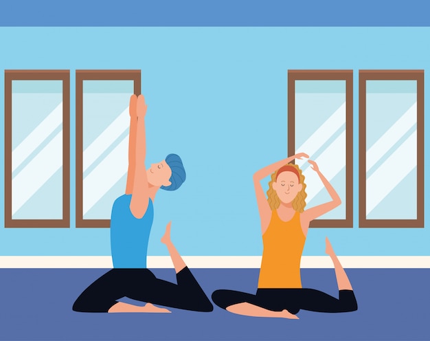 Vector couple yoga poses