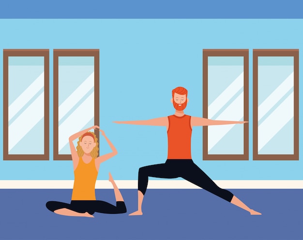 Vector couple yoga poses