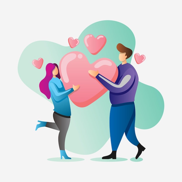 couples celebrating happy valentines day  illustration design