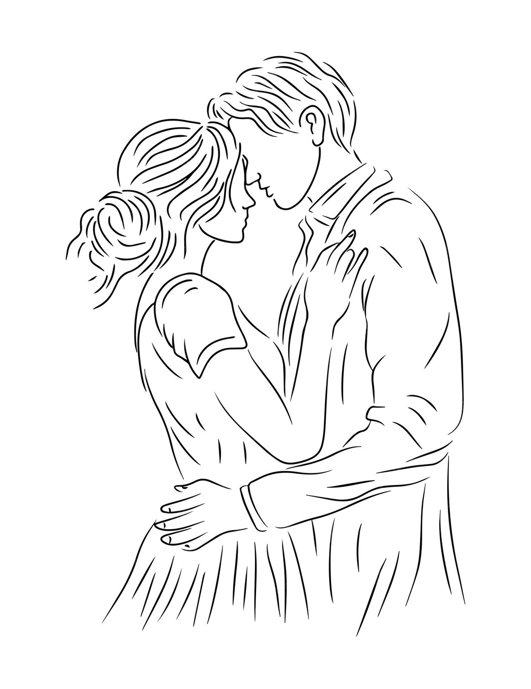 Premium Vector Couples Hugging Each Other Line Art Illustration