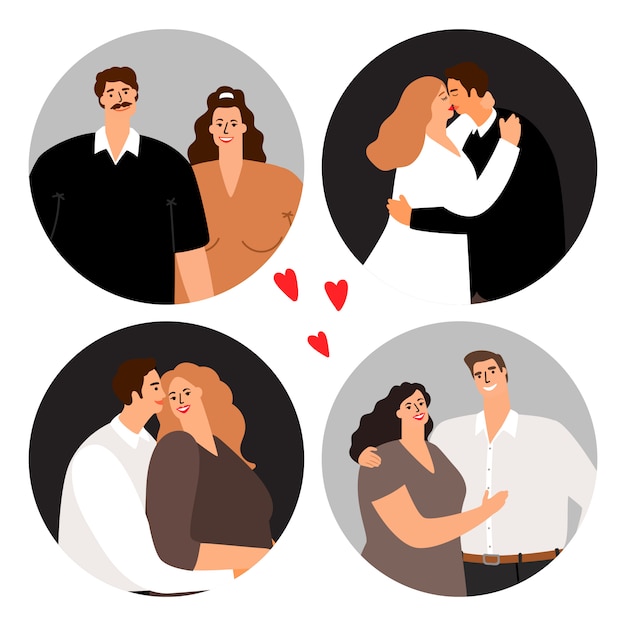 Couples in love round avatars