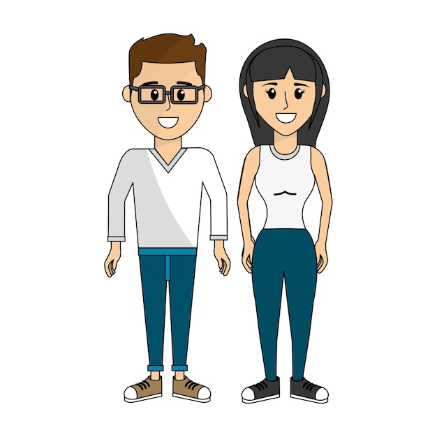 Vector couples man with glasses and his wife