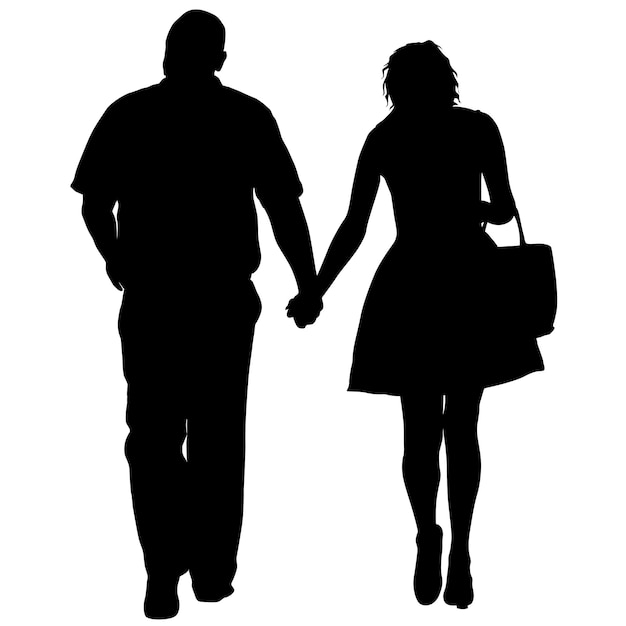 Couples man and woman silhouettes on a white background